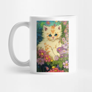 Kitten between flowers Mug